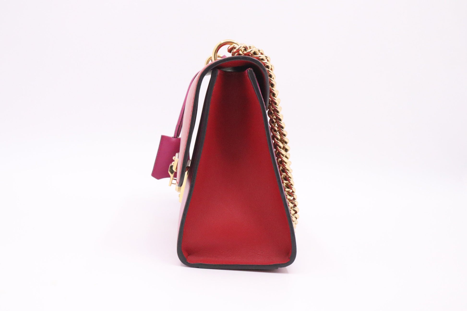 Gucci Padlock Shoulder Bag in Red and Fuchsia Leather