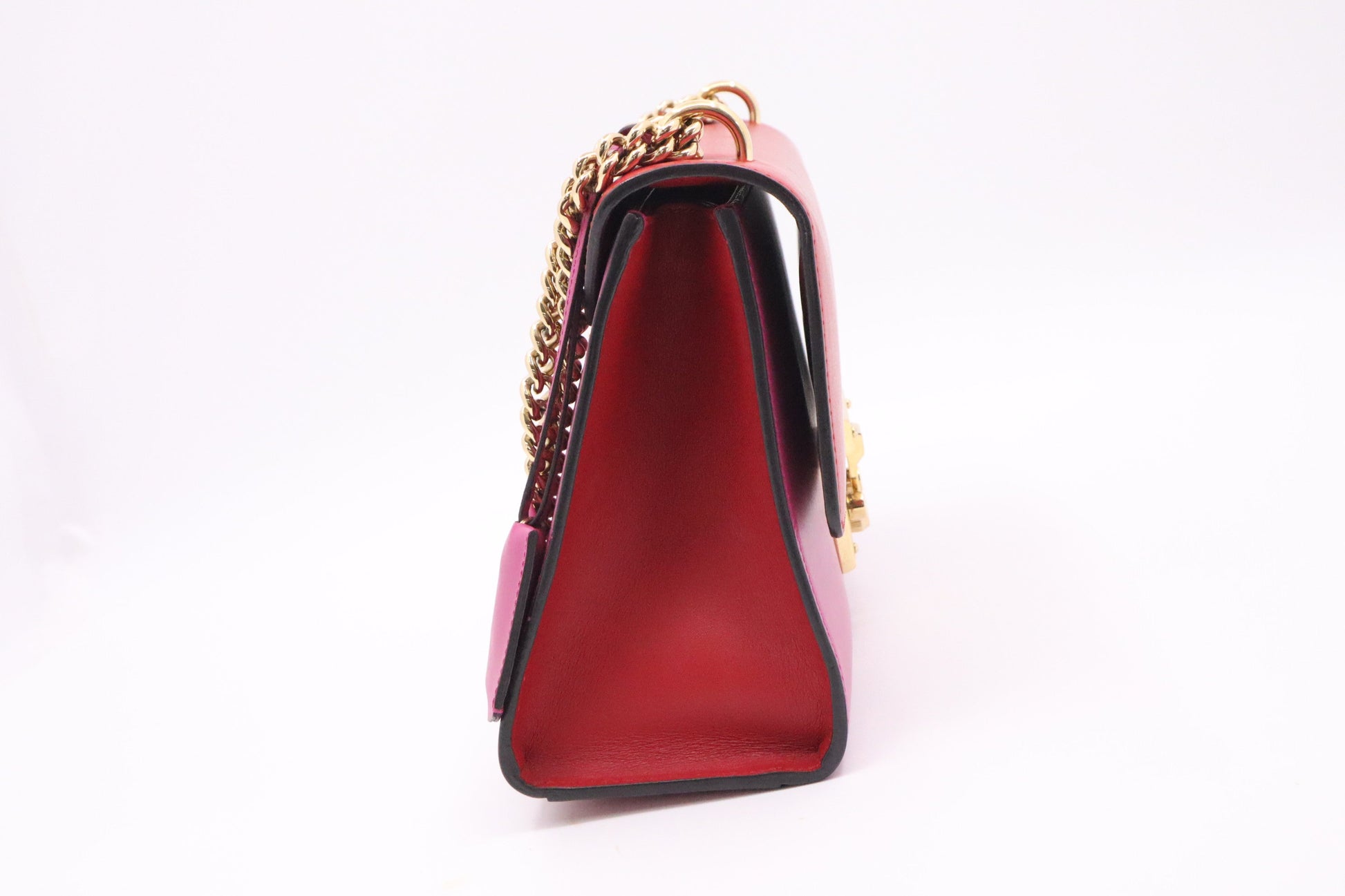 Gucci Padlock Shoulder Bag in Red and Fuchsia Leather