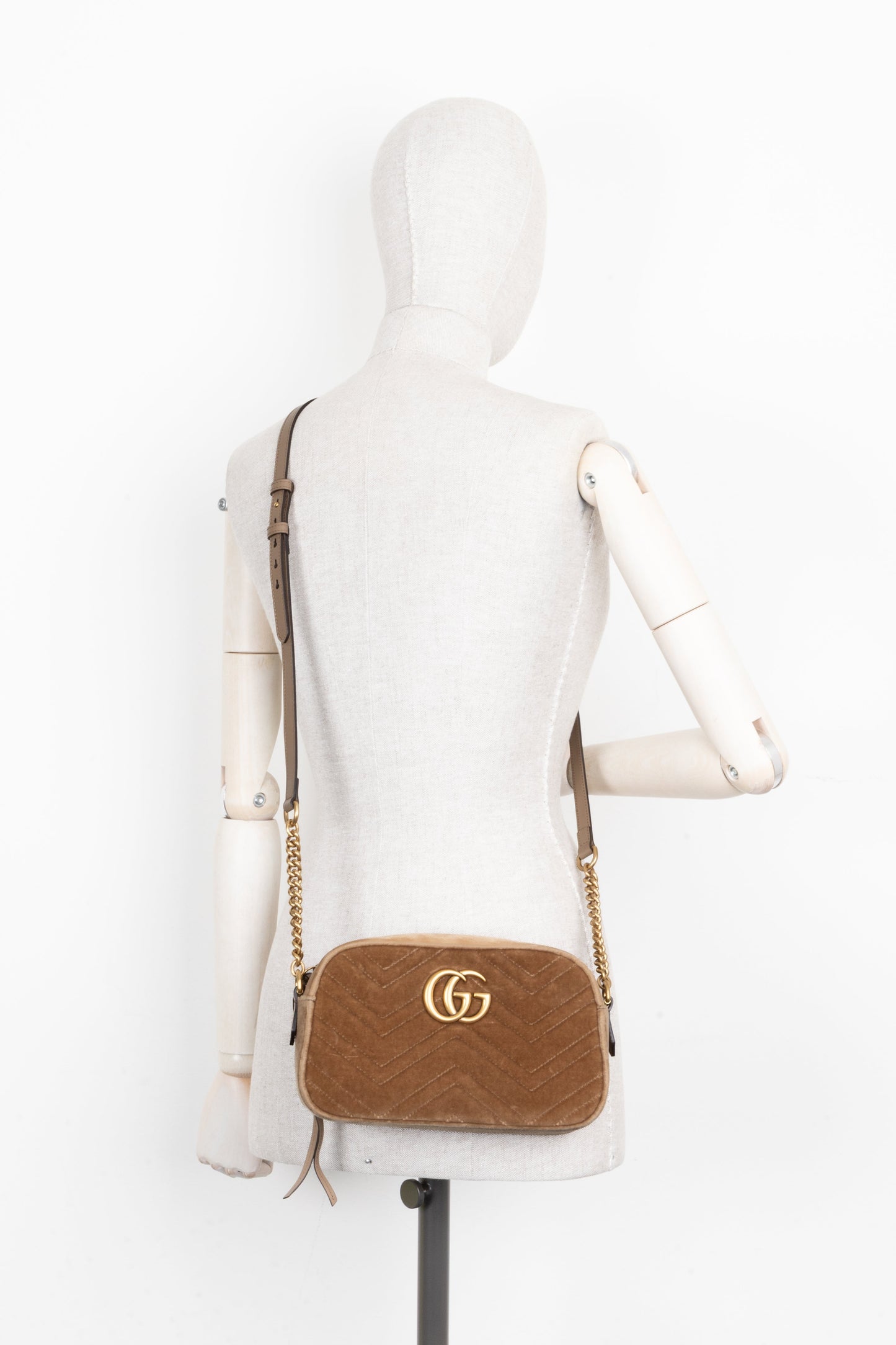 GUCCI Marmont Camera Bag Velvet Brown