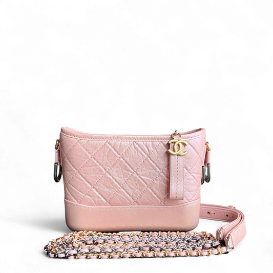 Chanel Gabrielle Small - Quilted Irridescent Pink Calfskin Gold Hardware Series 27