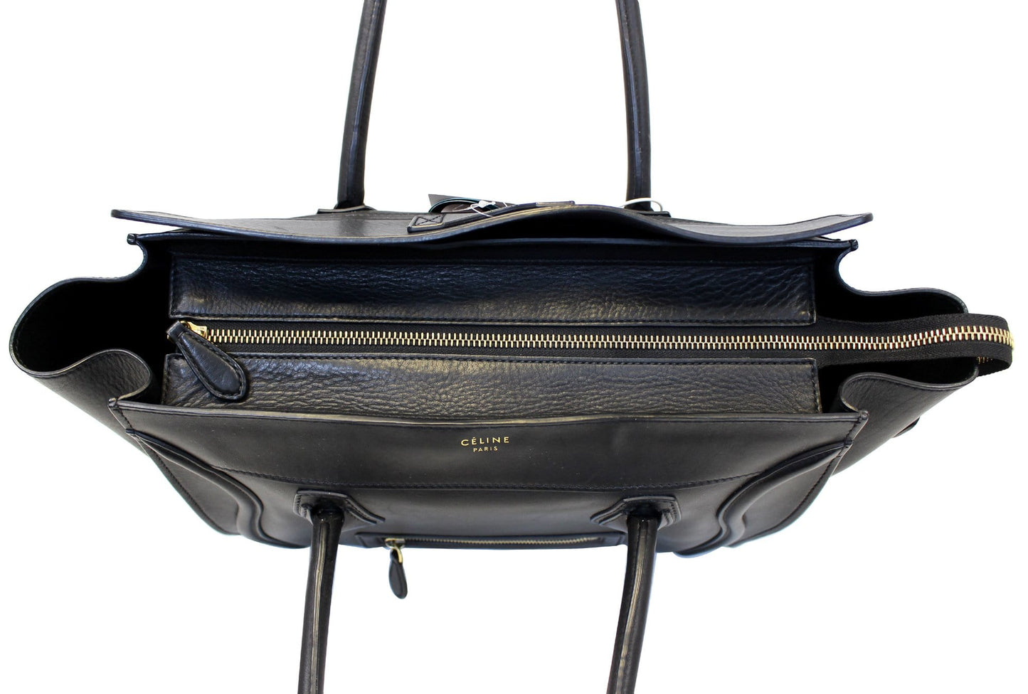 CELINE Medium Phantom Luggage Calfskin Leather Tote Bag Black