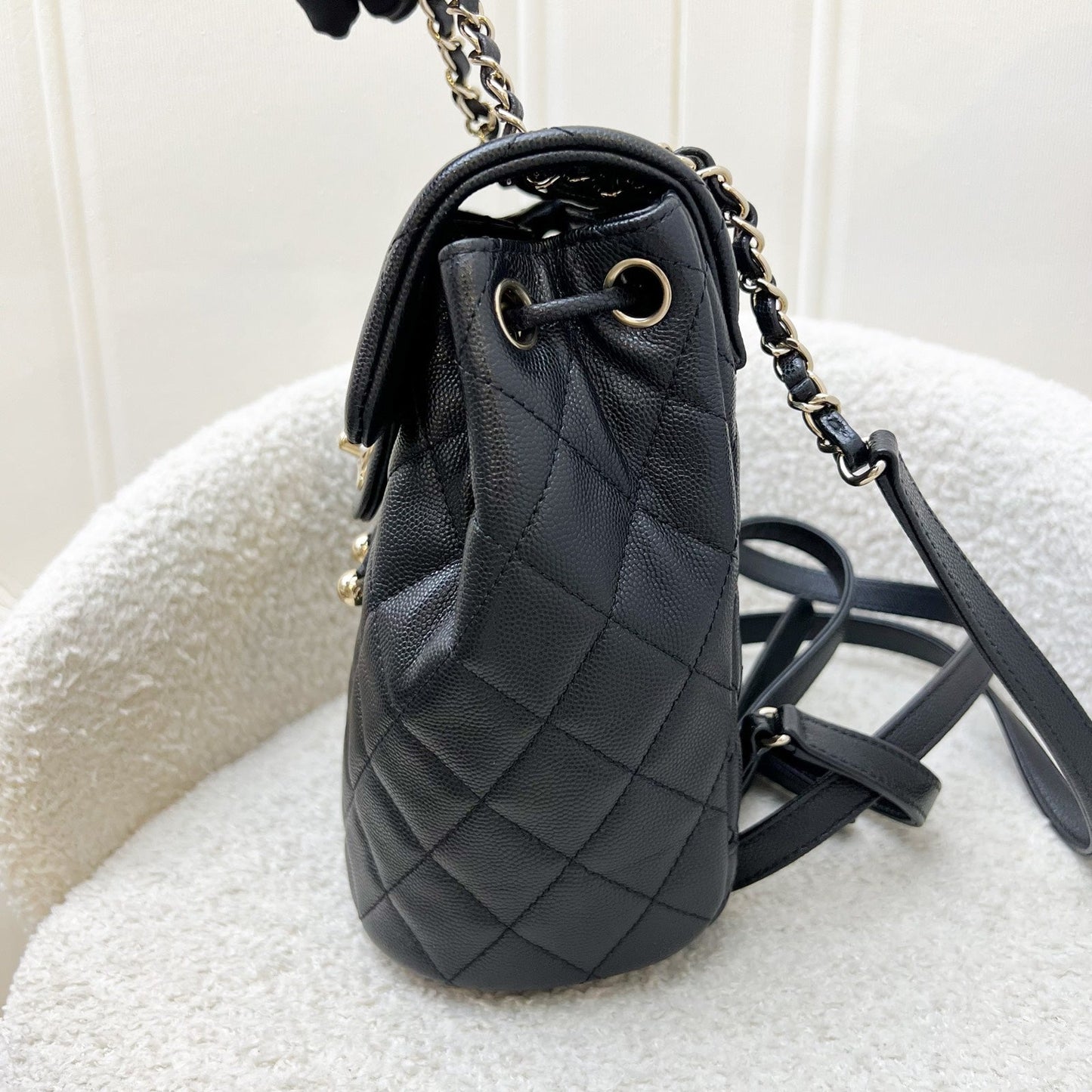 Chanel 24S Urban Spirit Backpack in Black Shiny Caviar and LGHW