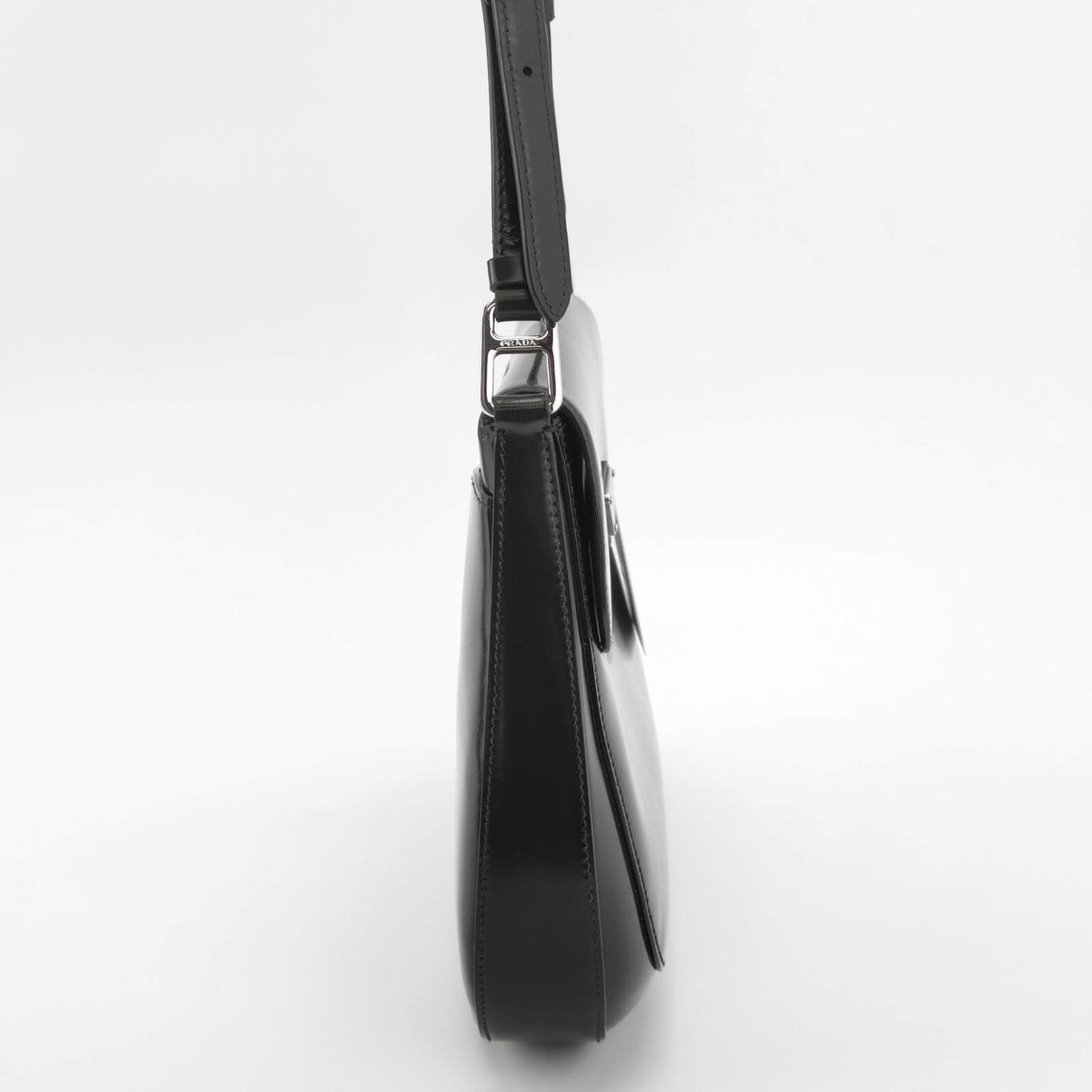 Prada Cleo Flap Medium Black Brushed Leather Crossbody Bag