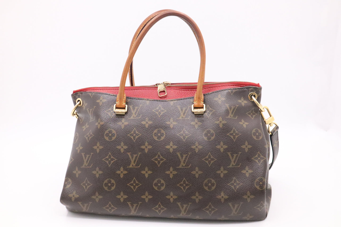 Louis Vuitton Pallas in Red Leather & Monogram Canvas