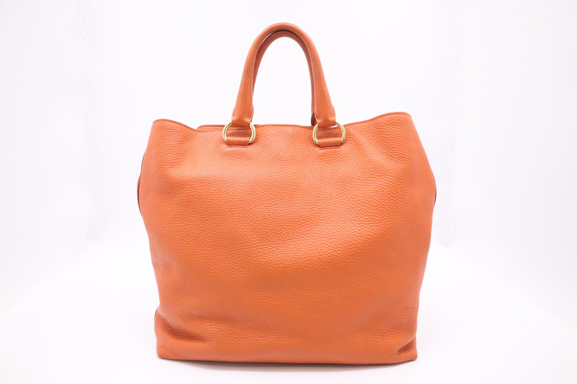 Prada Rame Vitello Daino Tote in Orange Leather