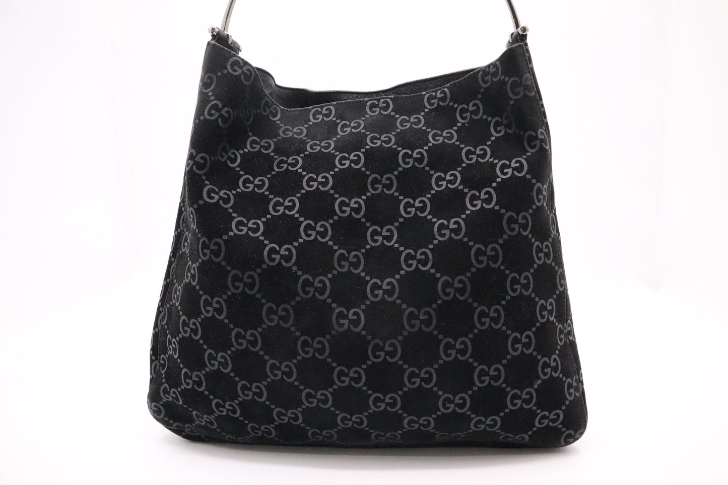 Gucci Shoulder Tote in Black GG Suede Canvas
