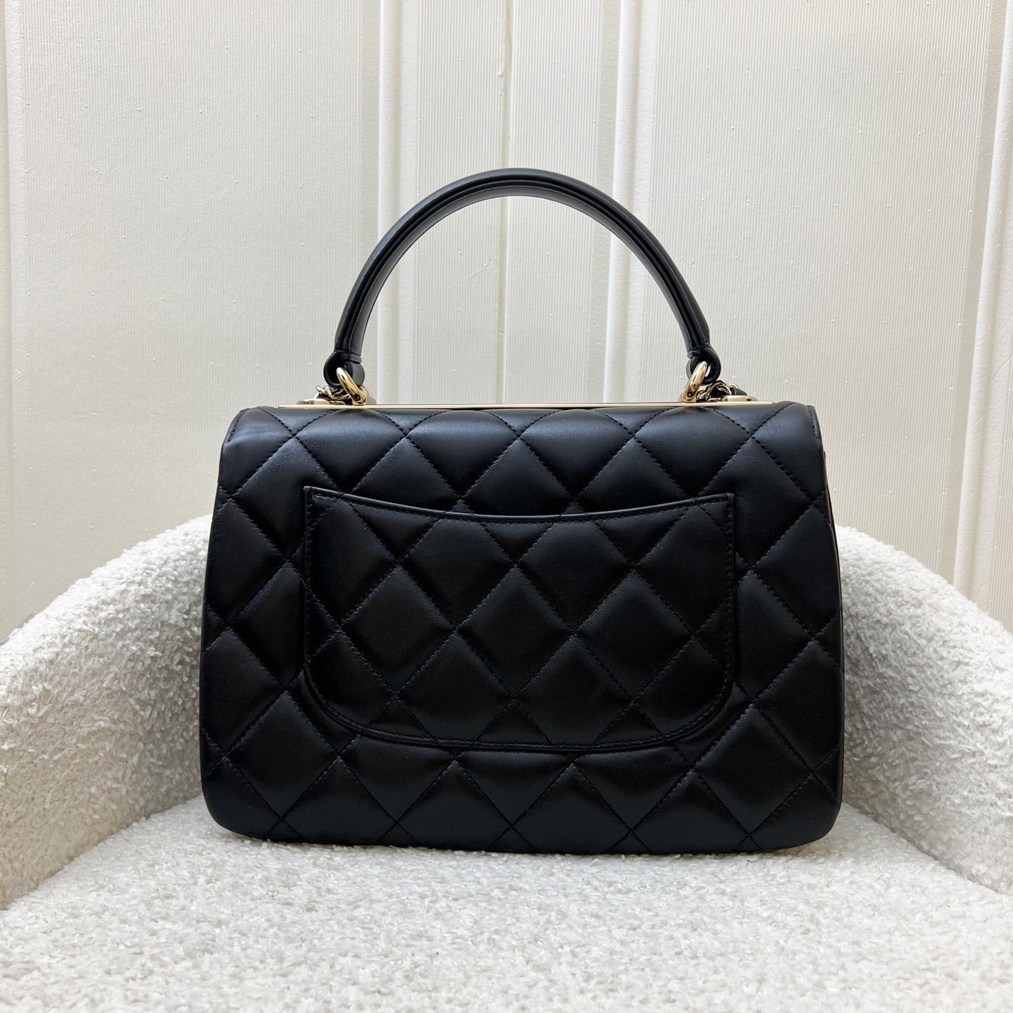 Chanel Small Trendy CC Top Handle Flap in Black Lambskin LGHW (Model: A92236) Handbag
