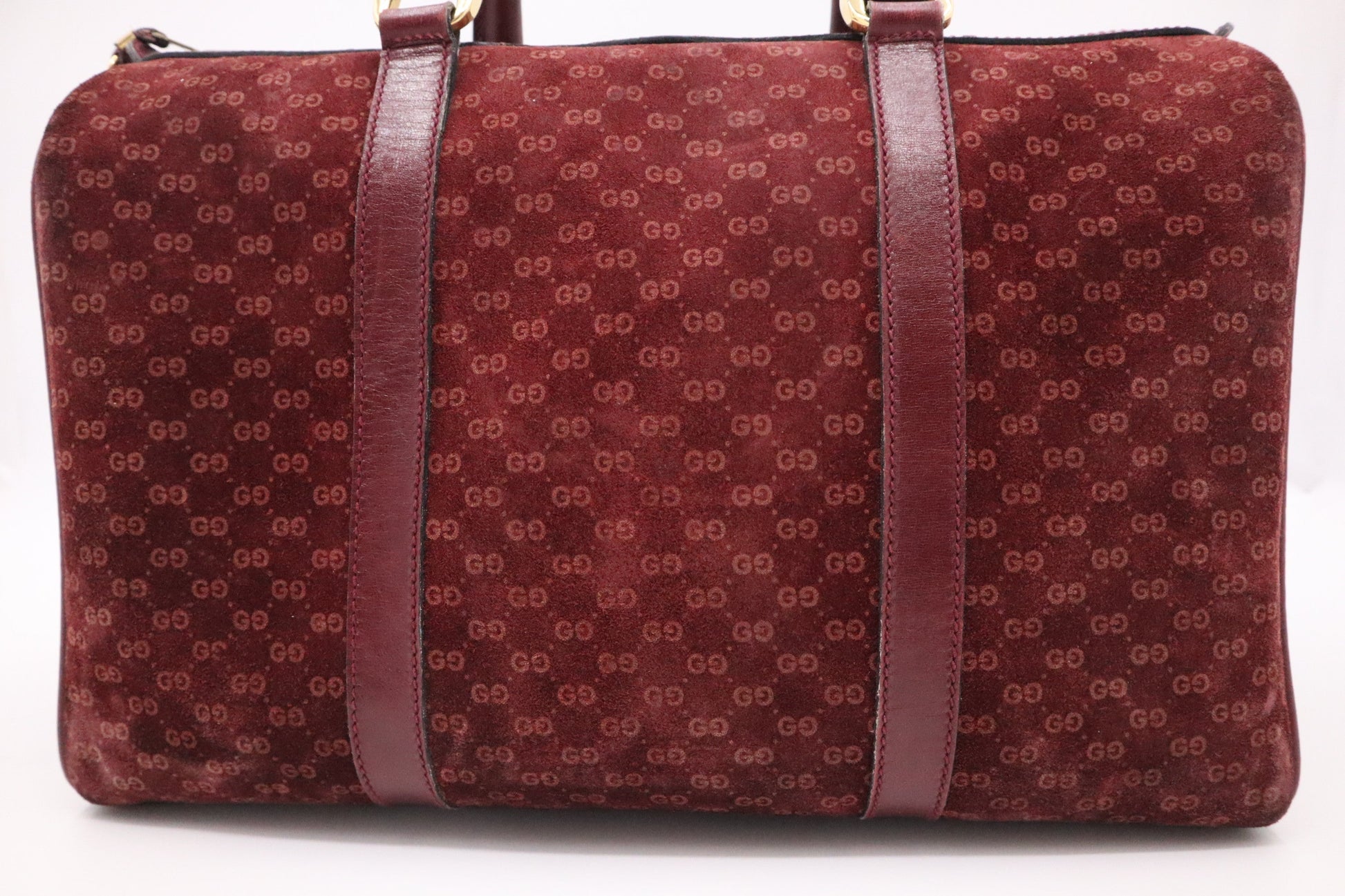Gucci Boston Bag in Burgundy GG Suede