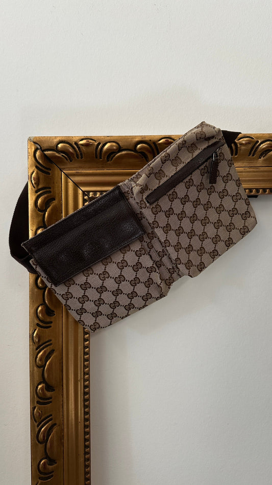 GUCCI Double Pocket Belt Bag GG Supreme
