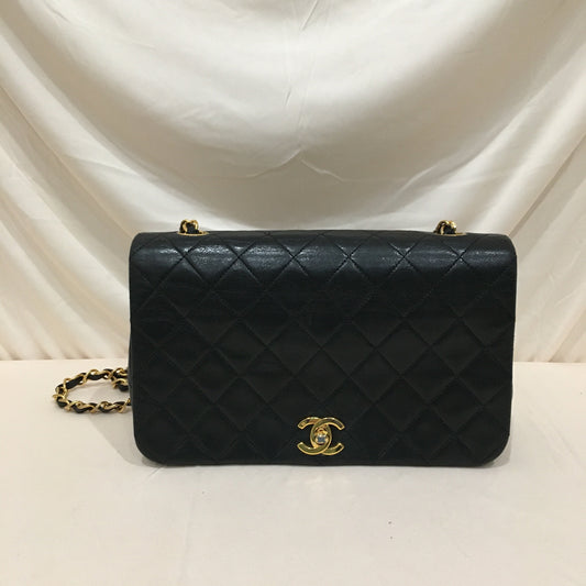 Chanel Black Leather Single Flap Shoulder Bag Sku 73023