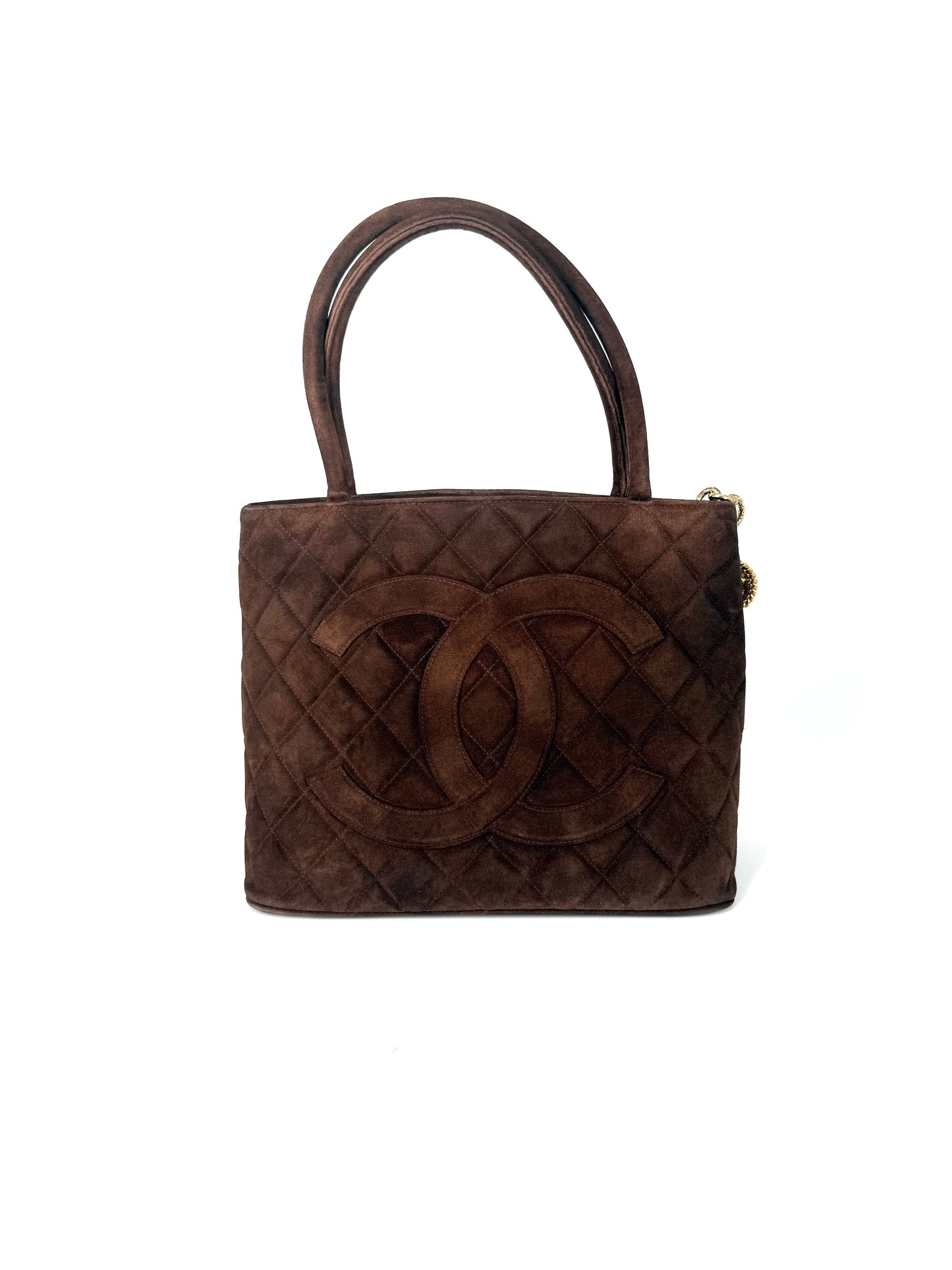 Chanel CC Timeless Medallion Suede Brown Tote