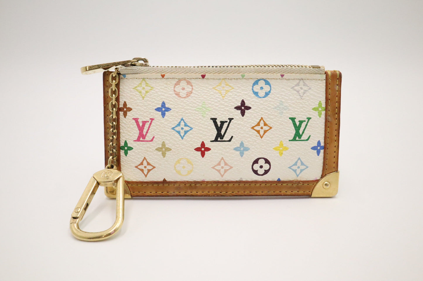 Louis Vuitton Pochette Cles in White Multicolor Monogram Canvas