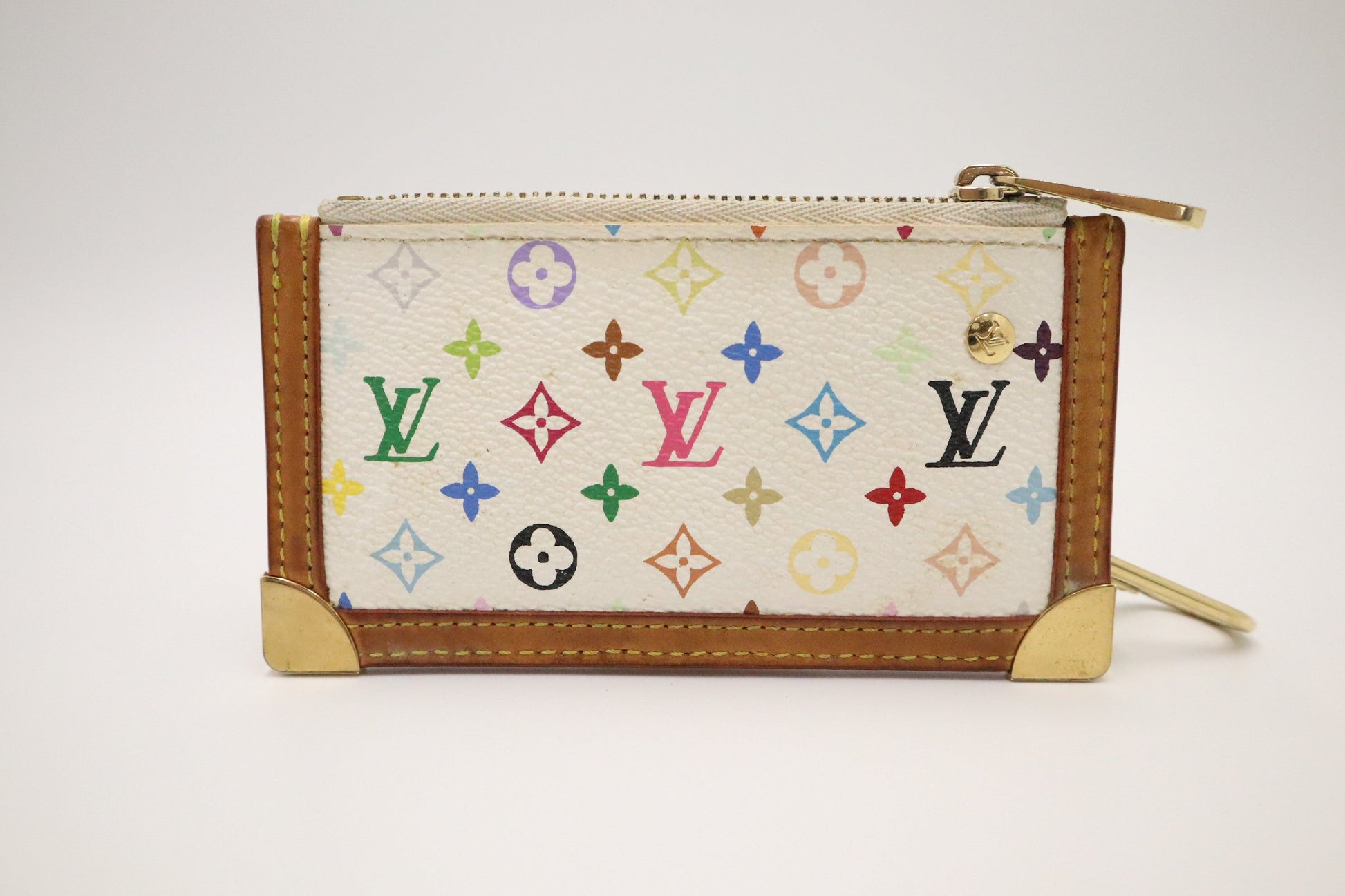 Louis Vuitton Pochette Cles in White Multicolor Monogram Canvas
