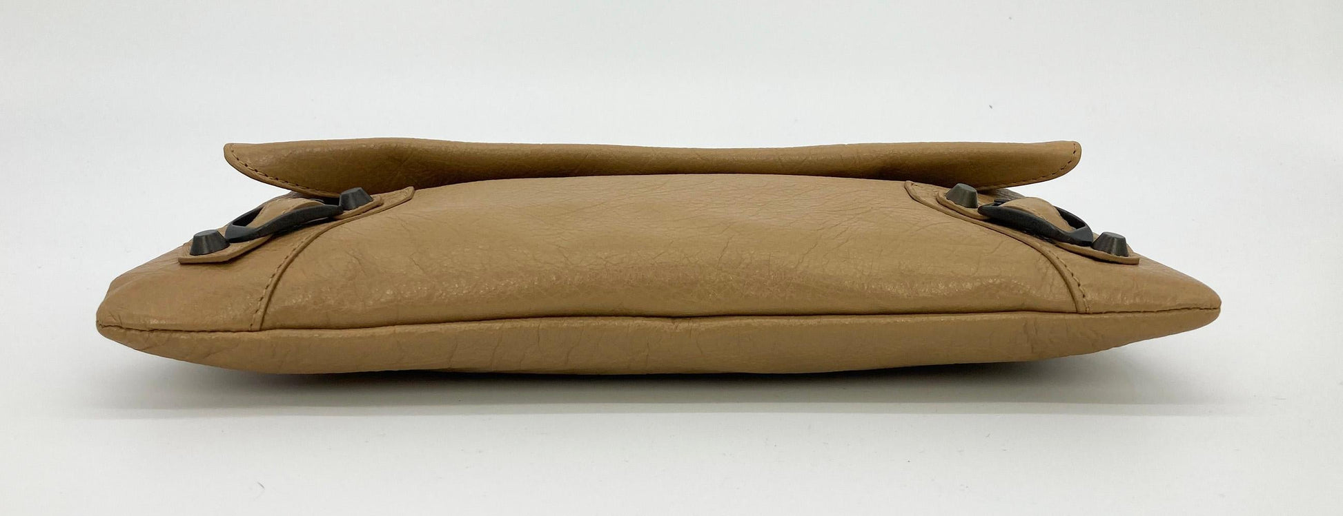 Balenciaga Tan Leather City Envelope Clutch with Mirror