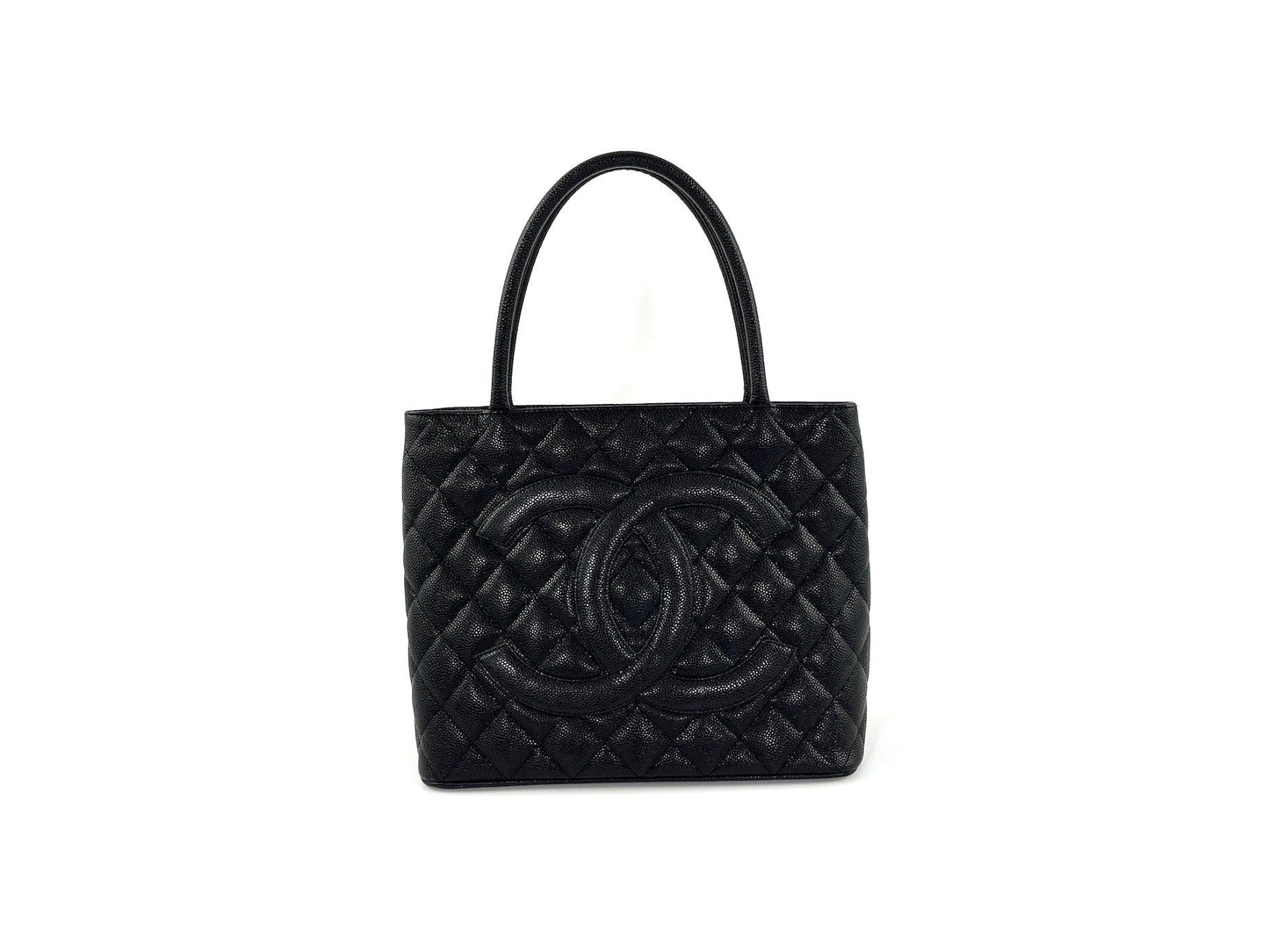 CHANEL Black Caviar 2010 Quilted Medallion Timeless Tote