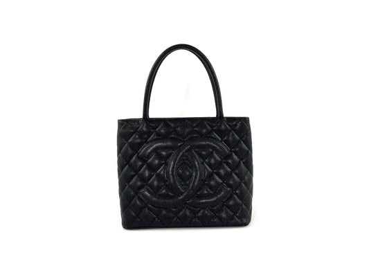 CHANEL Black Caviar 2010 Quilted Medallion Timeless Tote