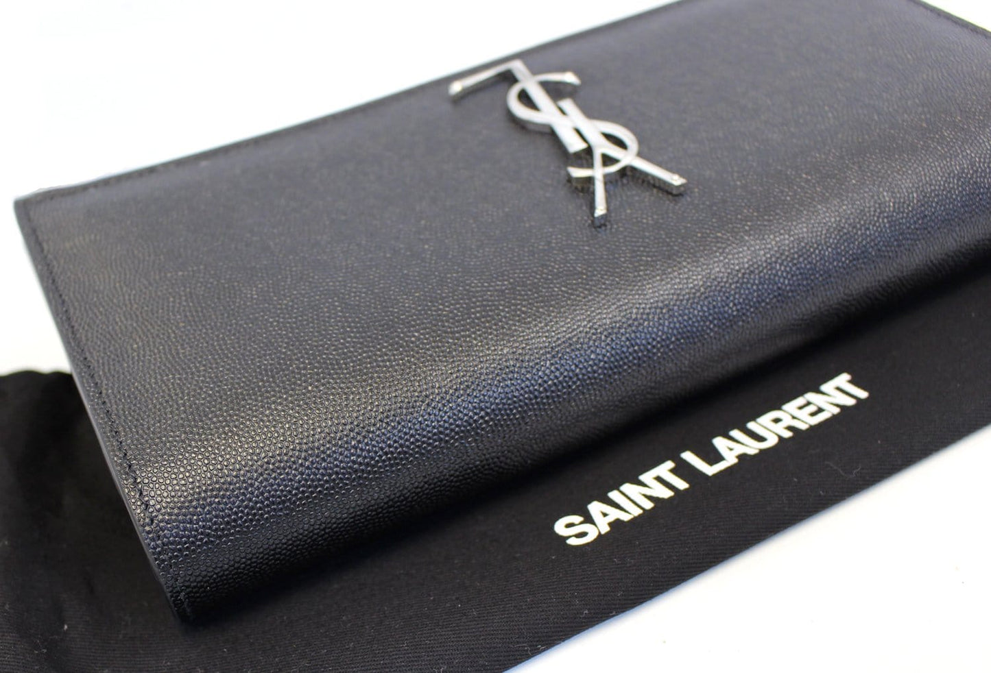 SAINT LAURENT Kate Black Leather Clutch