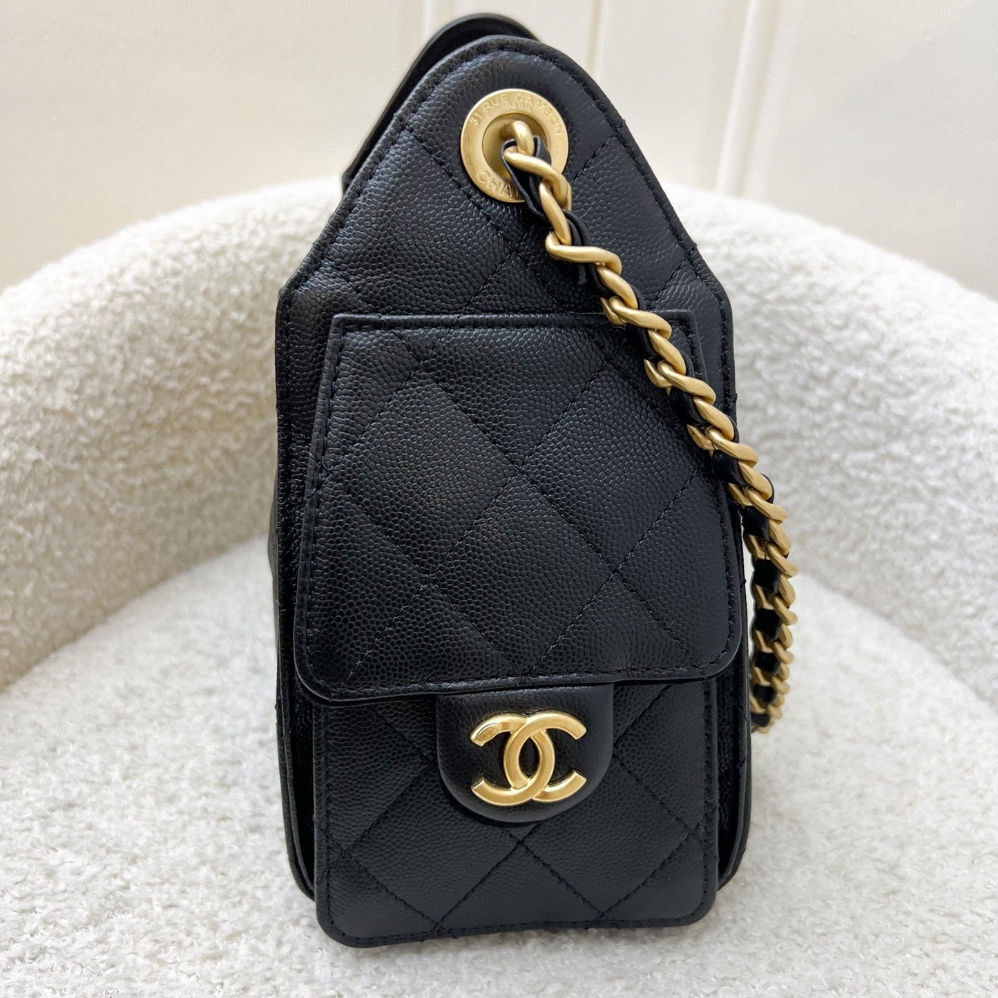 Chanel 25 Mini Hobo Bag in Black Caviar and AGHW (Model: AS5631)