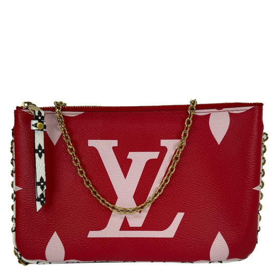 LOUIS VUITTON Double Zip Pochette Giant Monogram Jungle Crossbody Bag Red
