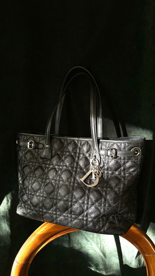 CHRISTIAN DIOR Panarea Cannage Tote Black