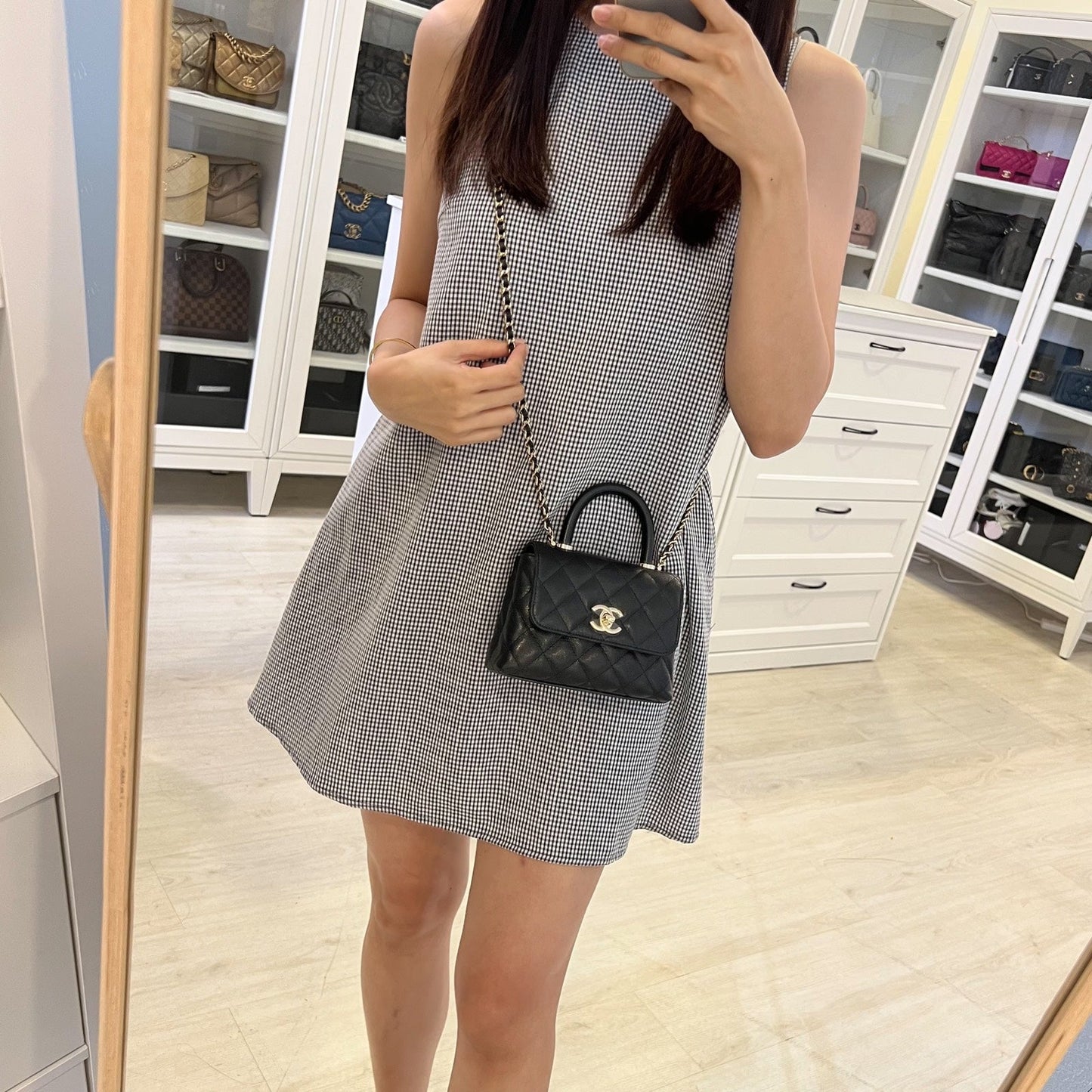Chanel Micro Coco Handle Flap Bag in Black Caviar and LGHW (AP4244)