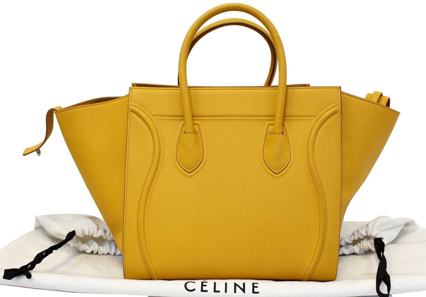 Celine Yellow Leather Medium Phantom Luggage Tote Bag