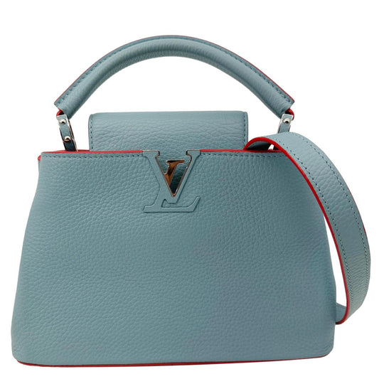 LOUIS VUITTON Capucines BB Taurillon Leather Crossbody Bag Blue