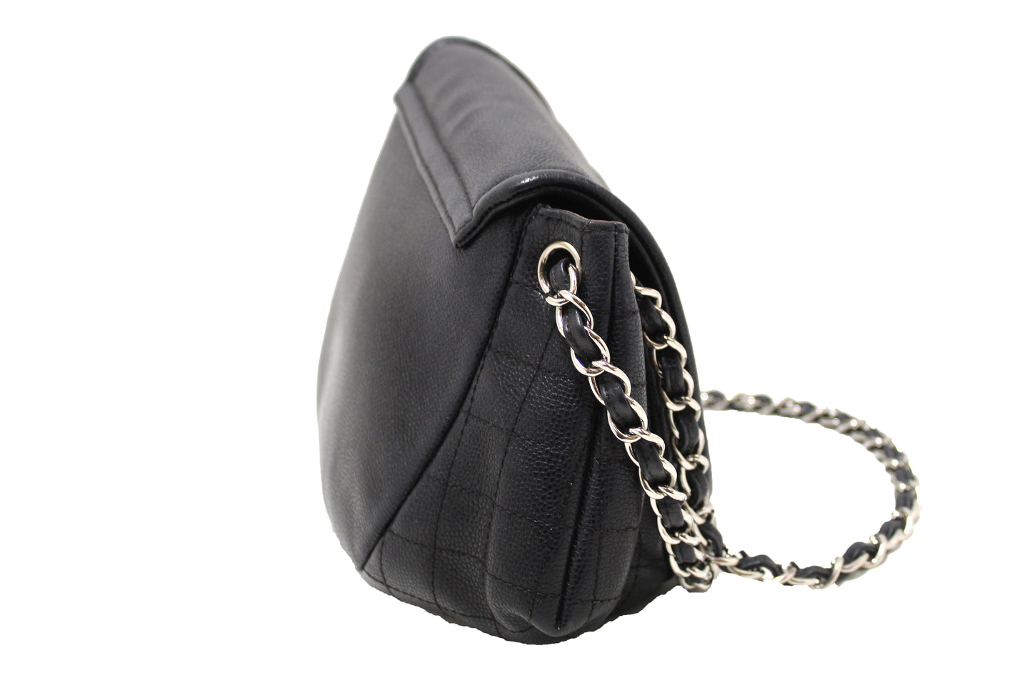 Chanel Black Caviar Leather Timeless Large Half Moon Flap Bag