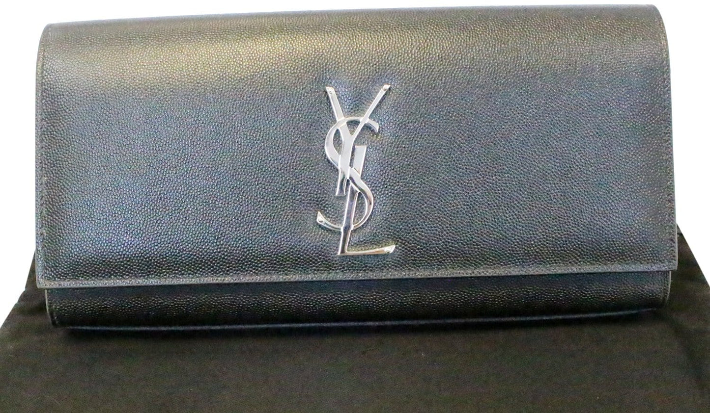 SAINT LAURENT Kate Black Leather Clutch