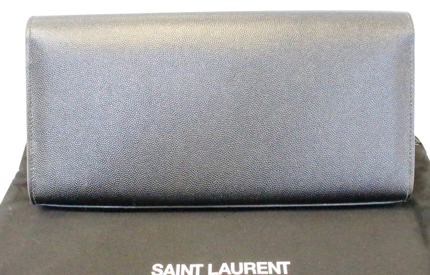 SAINT LAURENT Kate Black Leather Clutch