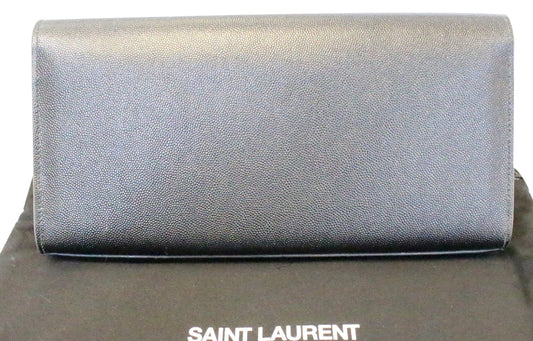 SAINT LAURENT Kate Black Leather Clutch