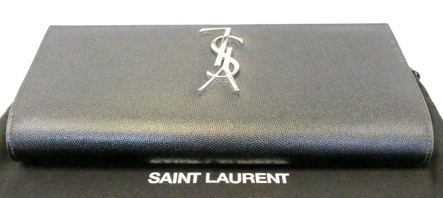SAINT LAURENT Kate Black Leather Clutch