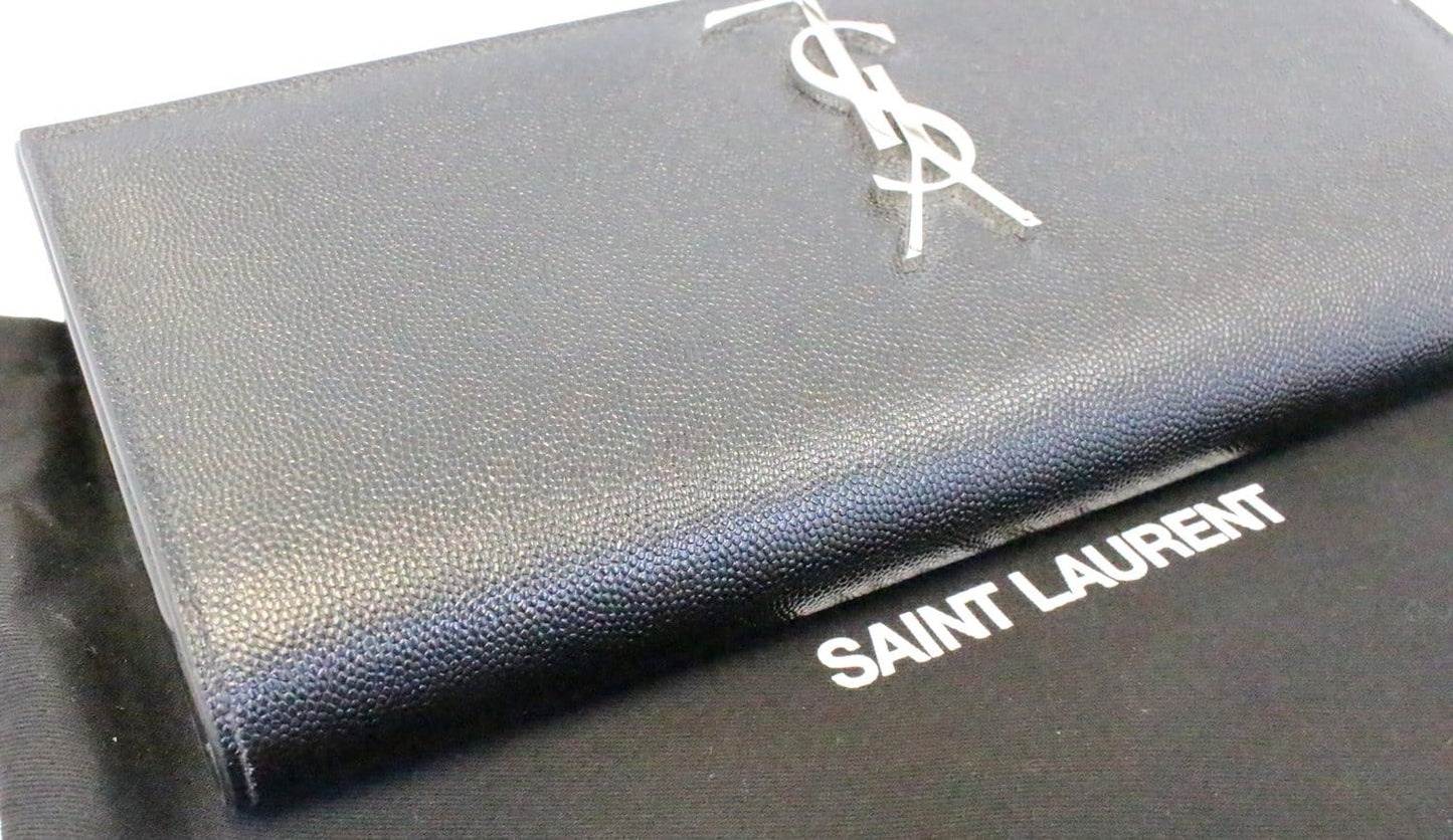 SAINT LAURENT Kate Black Leather Clutch