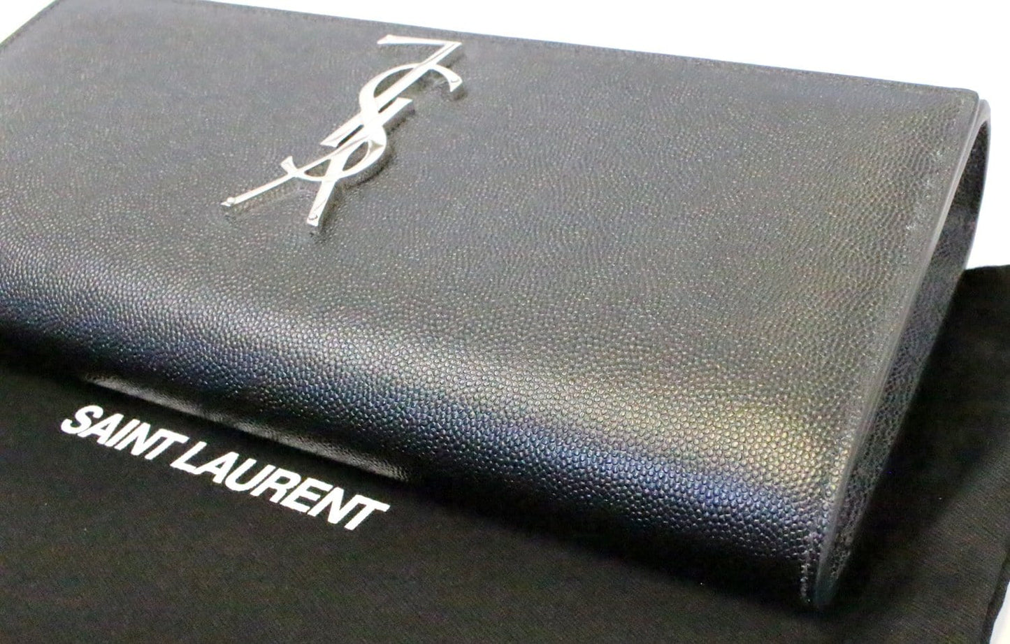 SAINT LAURENT Kate Black Leather Clutch