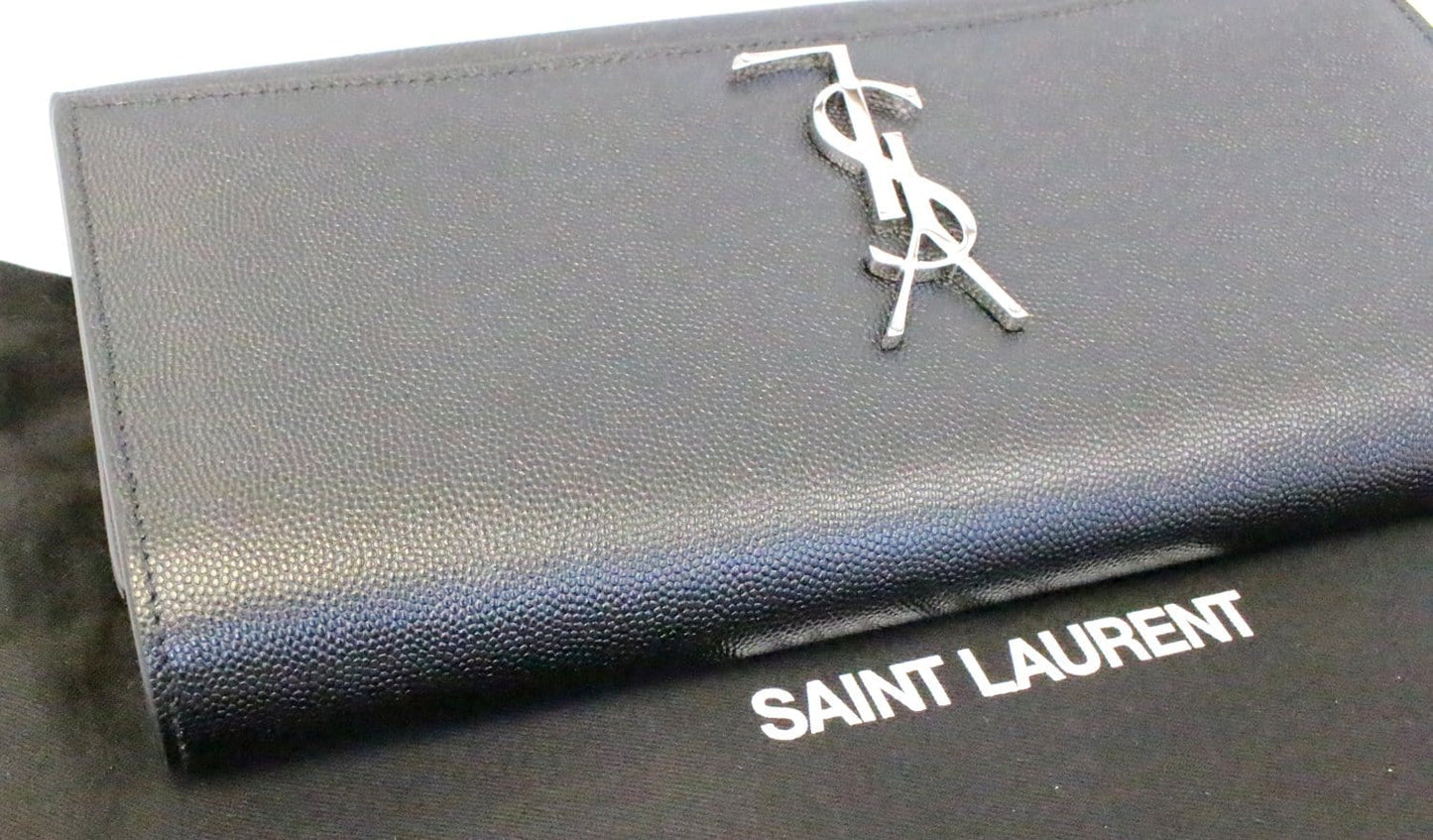 SAINT LAURENT Kate Black Leather Clutch