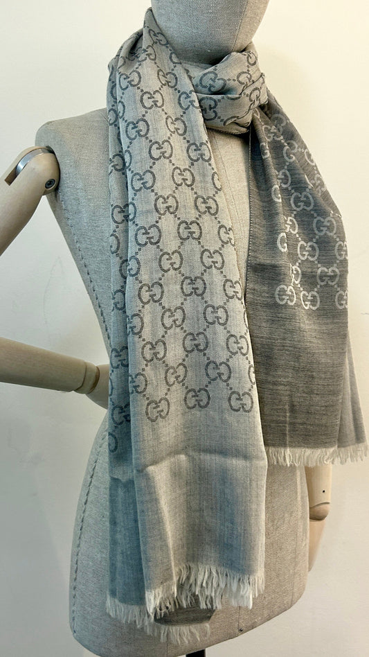 GUCCI Supreme GG Scarf Grey