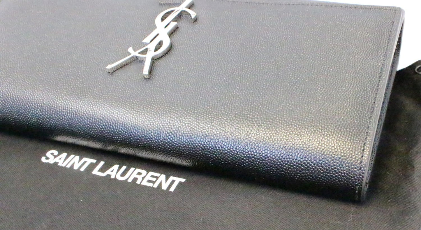 SAINT LAURENT Kate Black Leather Clutch