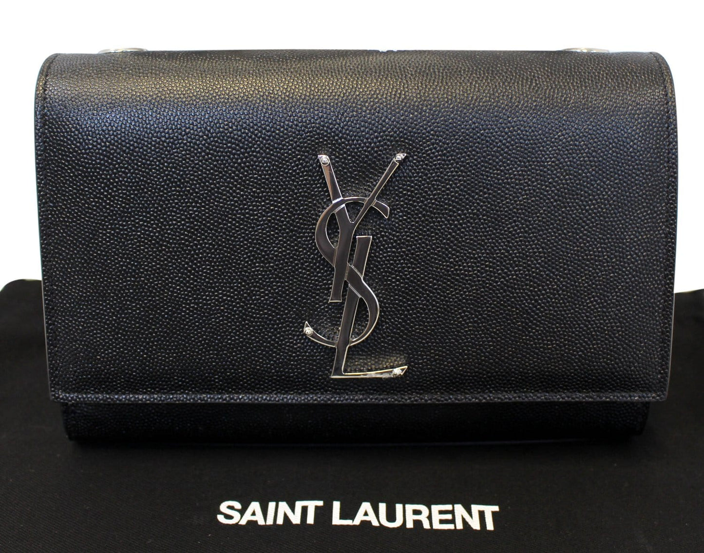 SAINT LAURENT Kate Black Leather Medium Chian Clutch Crossbody Bag