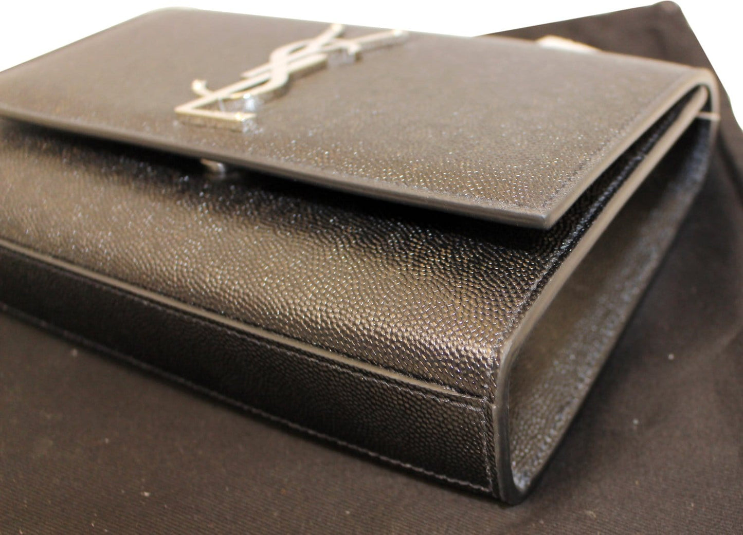 SAINT LAURENT Kate Black Leather Medium Chian Clutch Crossbody Bag