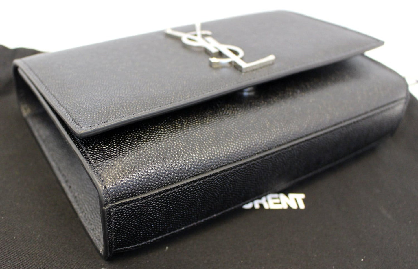 SAINT LAURENT Kate Black Leather Medium Chian Clutch Crossbody Bag