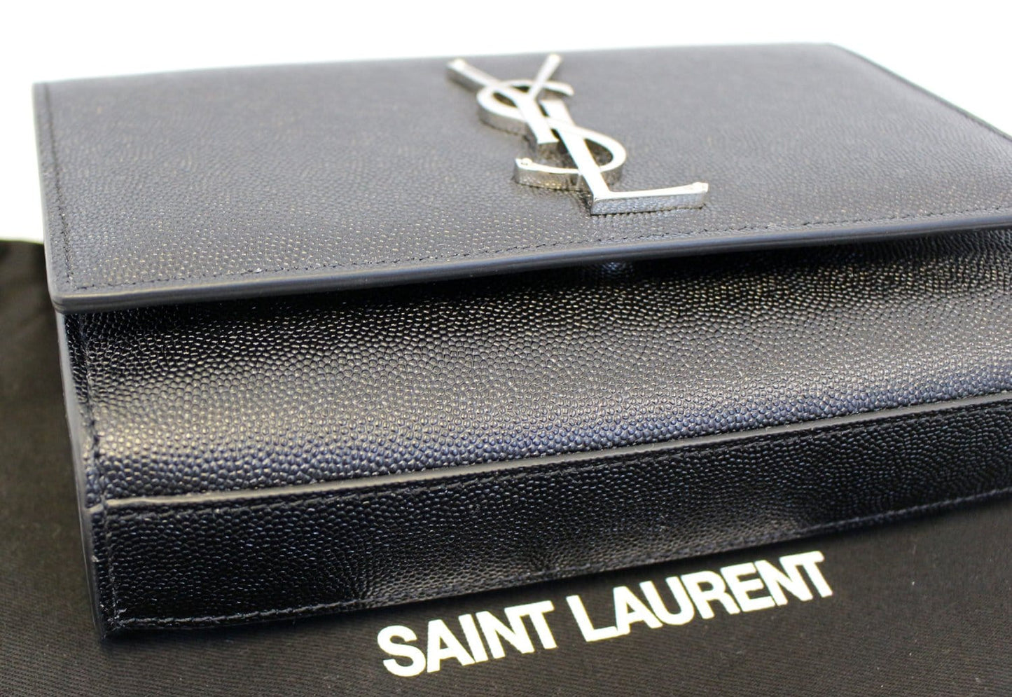 SAINT LAURENT Kate Black Leather Chian Clutch Crossbody Bag