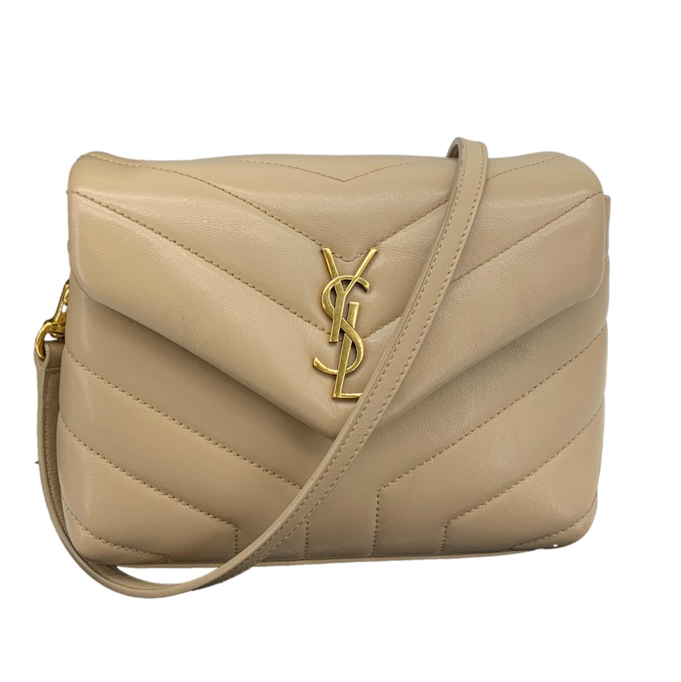 SAINT LAURENT Loulou Toy Matelasse Leather Crossbody Bag Brown