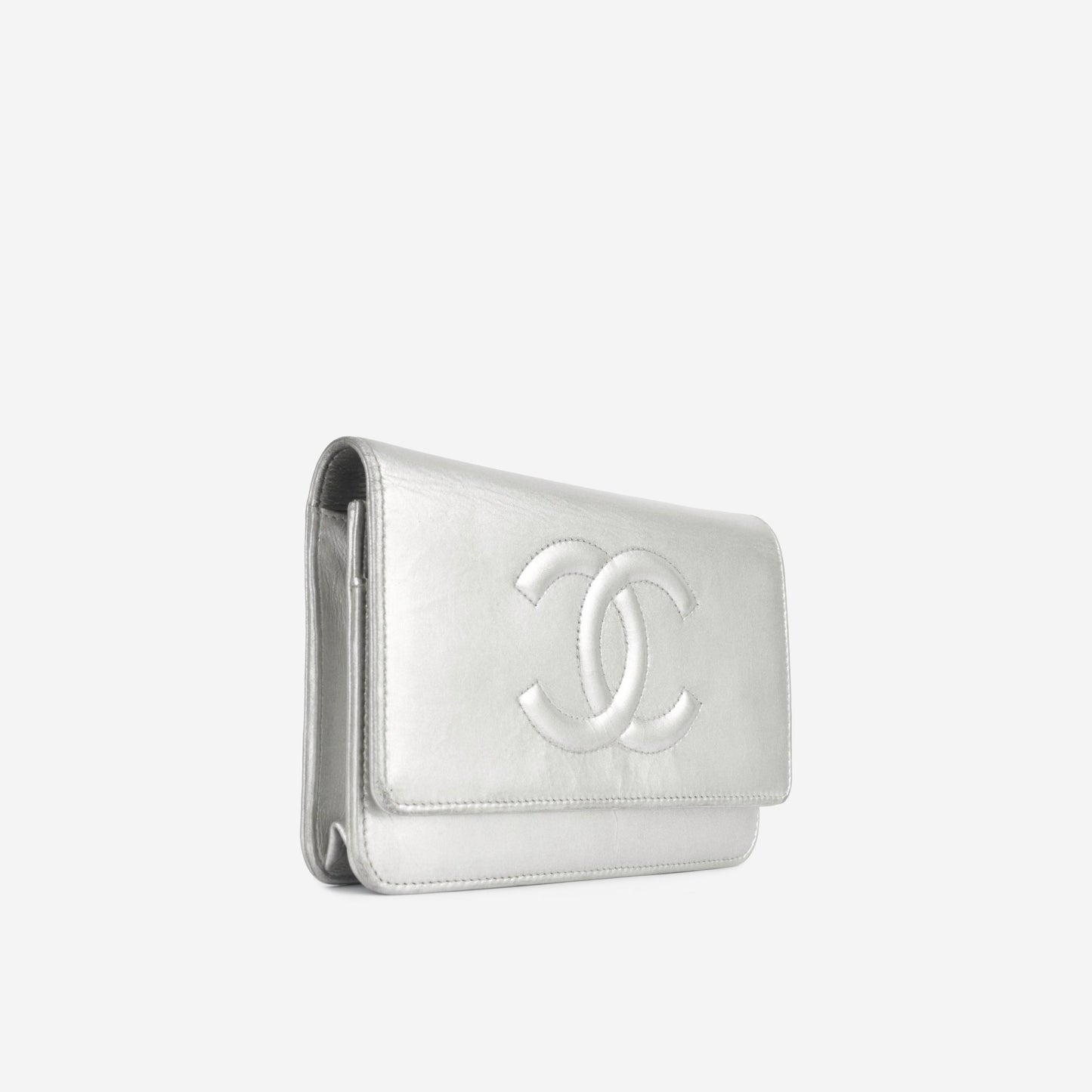 Chanel CC Wallet on Chain - Silver