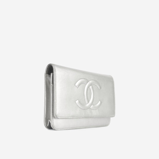 Chanel CC Wallet on Chain - Silver