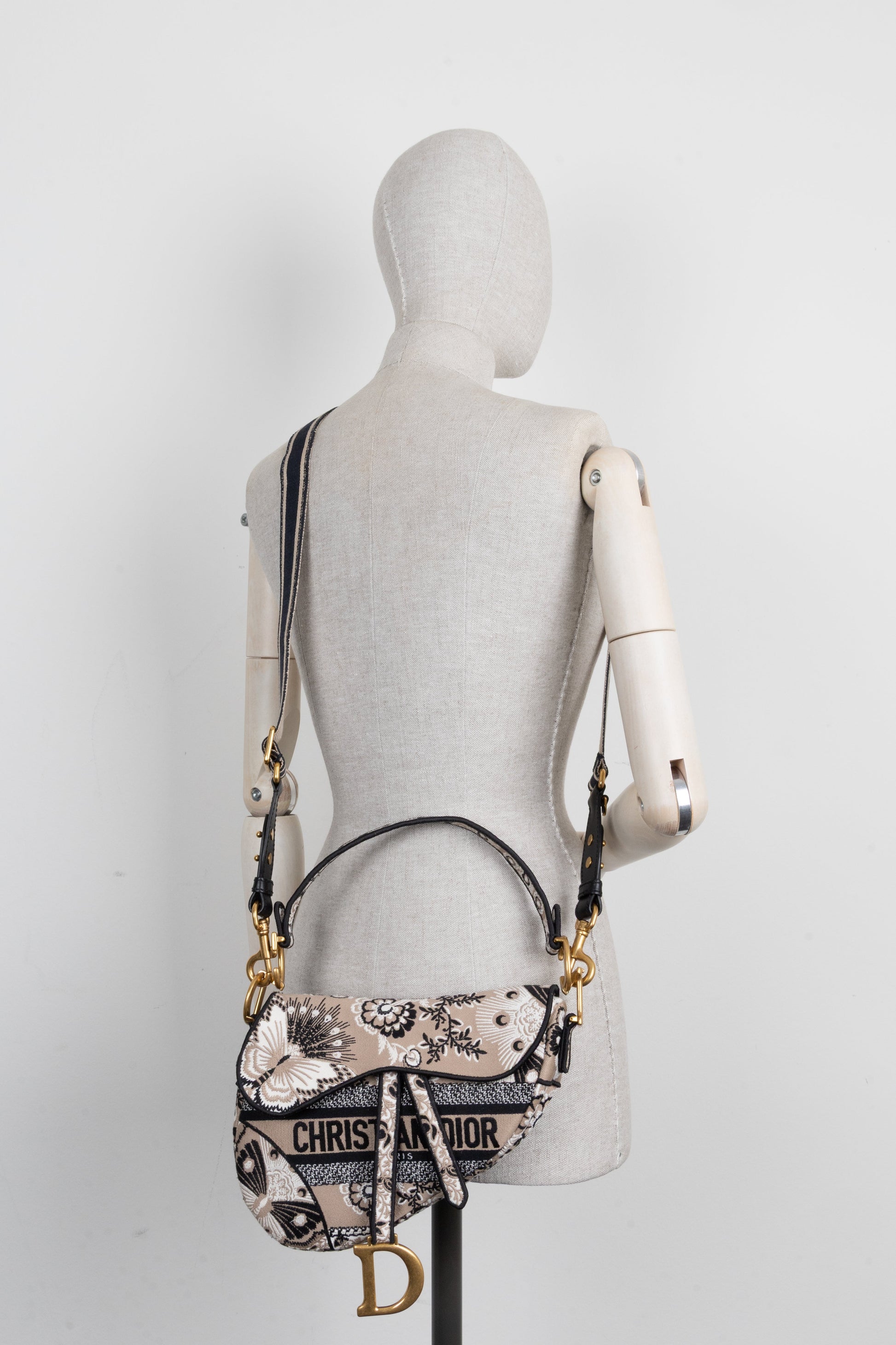 CHRISTIAN DIOR Saddle Bag Canvas Brown