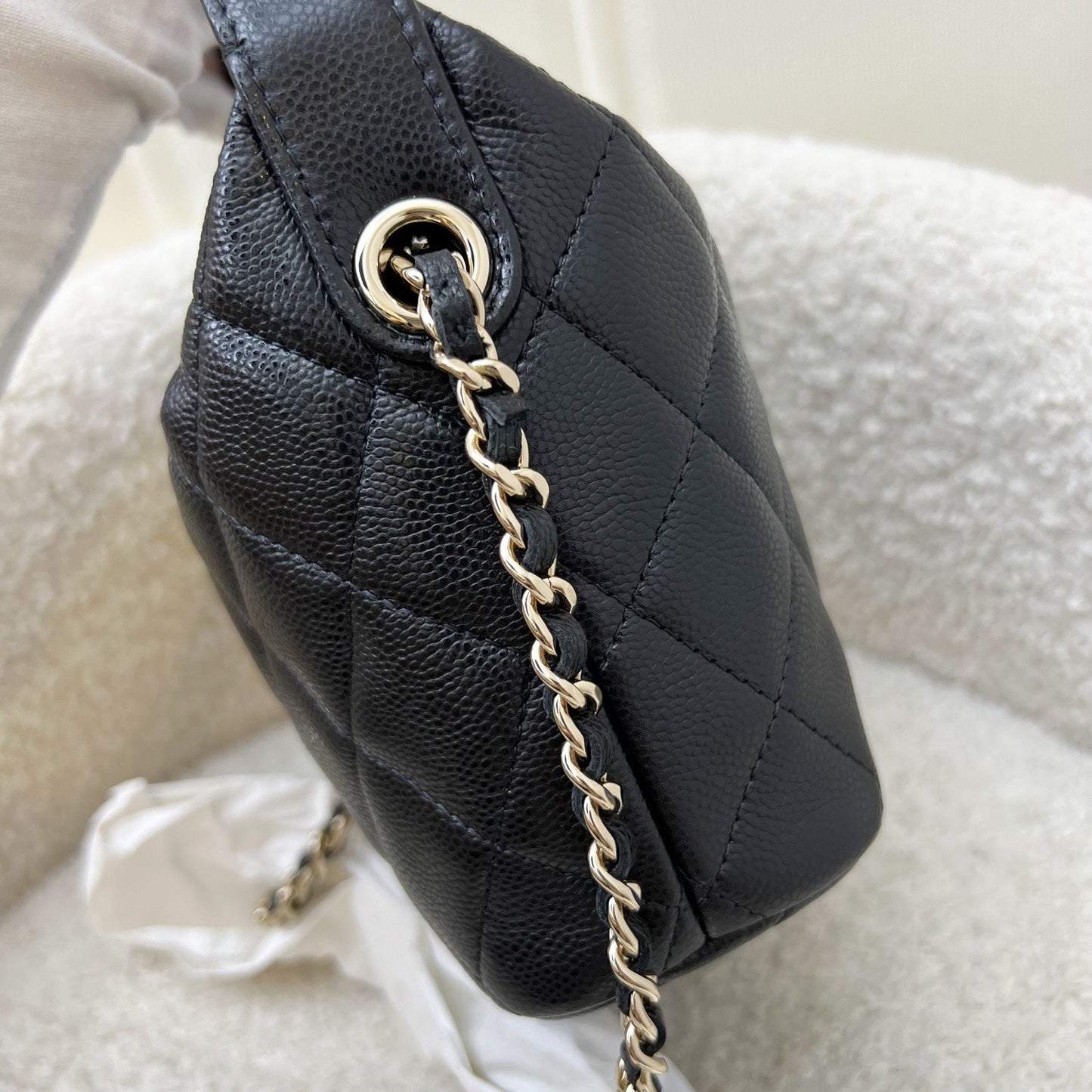 Chanel Classic Quilted Hobo Clutch on Chain in Black Caviar and LGHW (Model: AP4386) Shoulder Bag