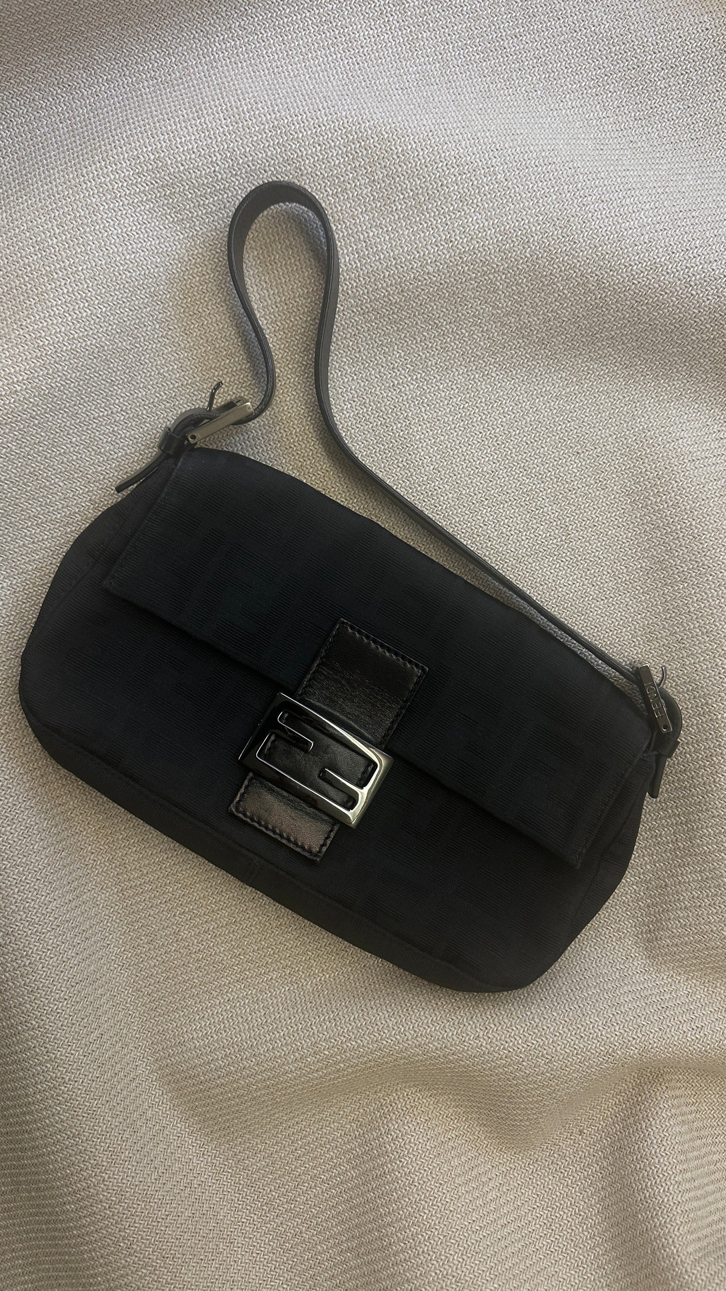 FENDI Baguette Bag Zucca Canvas Black