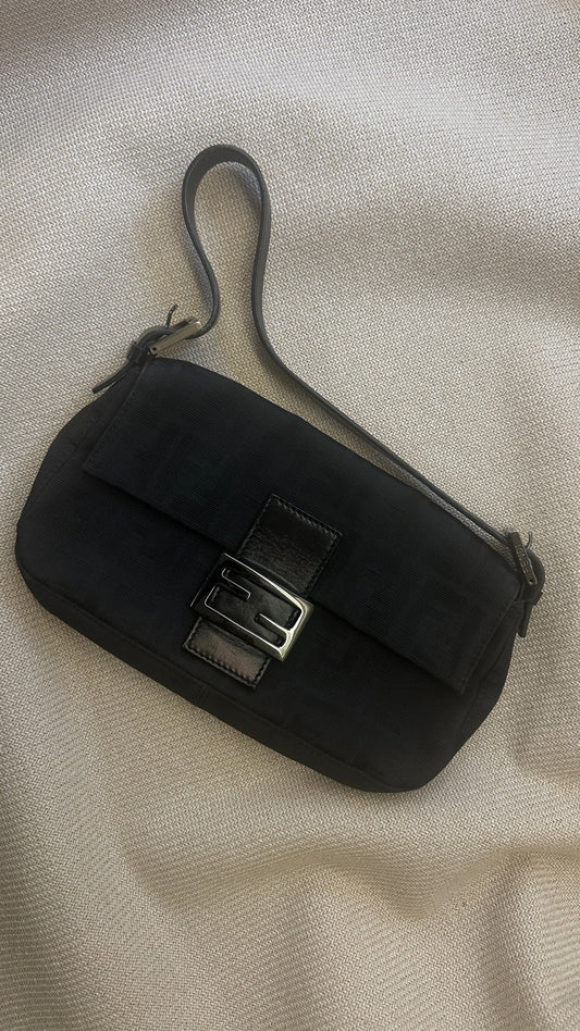FENDI Baguette Bag Zucca Canvas Black