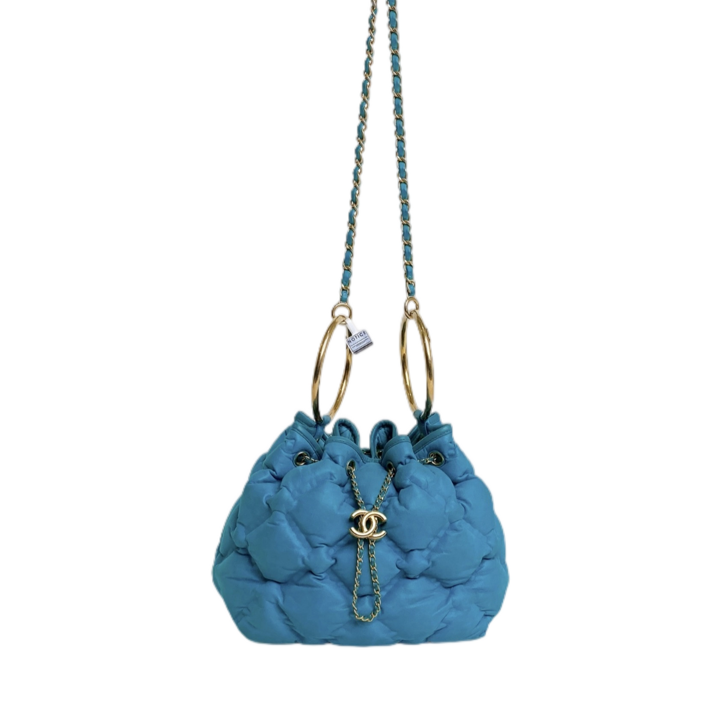 CHANEL BUCKET BAG IN TURQUOISE BLUE