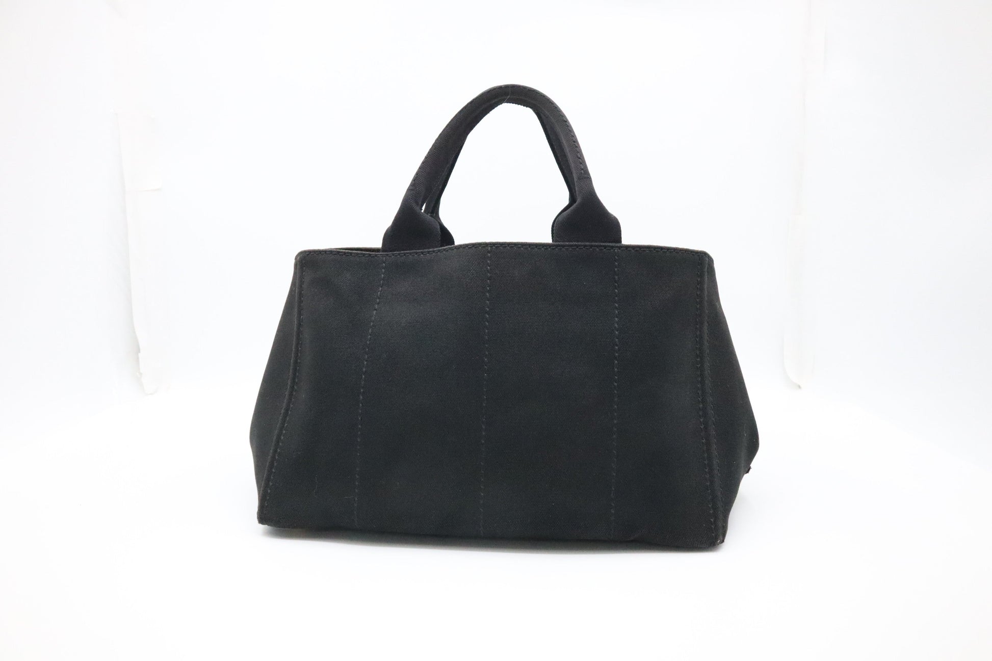 Prada Large Canapa Tote in Black Cotton Canvas